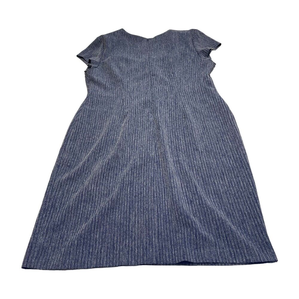 Connected Apparel Shift Dress Women's Medium Blue Polyester Stretch Back Zip - Picture 2 of 8